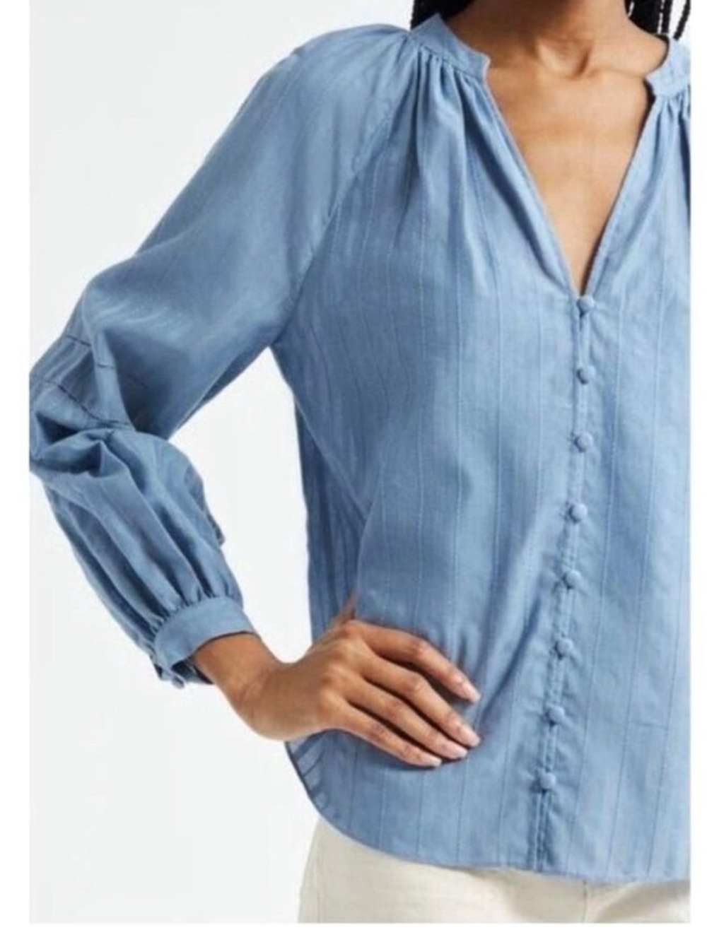 Veronica Beard Ailani Top Blue River Blouse 10 NWOT